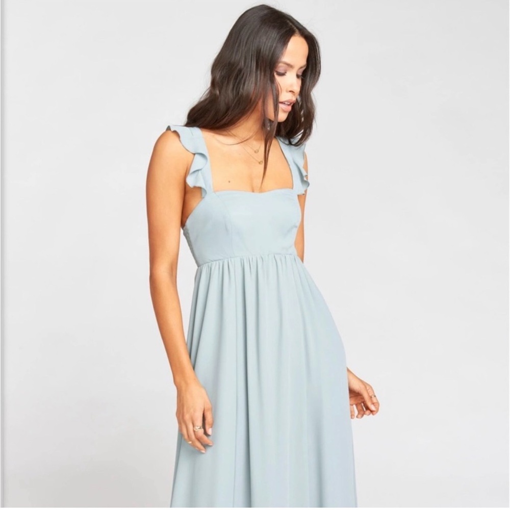 Show Me Your Mumu June Maxi Dress Silver Sage Crisp